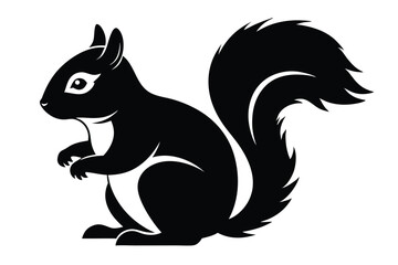 Silhouette Illustration of a Squirrel with a Bushy Tail and Small Ears