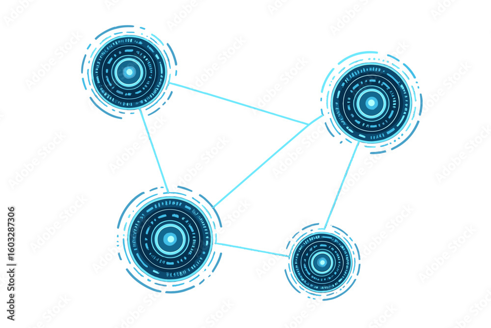 Poster abstract futuristic network nodes connection. high-tech technology background. digital communication