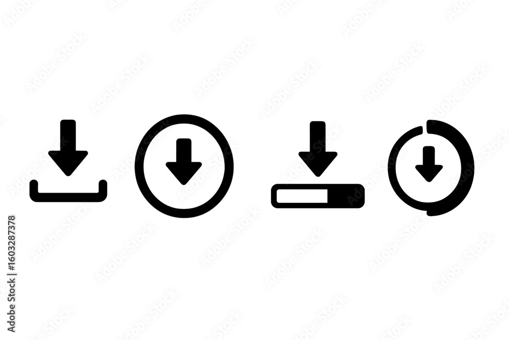 Poster download progress icon set. simple flat vector graphic elements for ui and ux design. loading bar, d