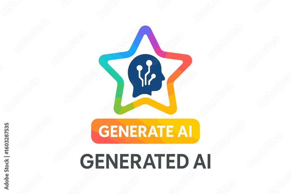 Aufkleber ai logo generation concept. artificial intelligence star icon. generate ai button for an online tool