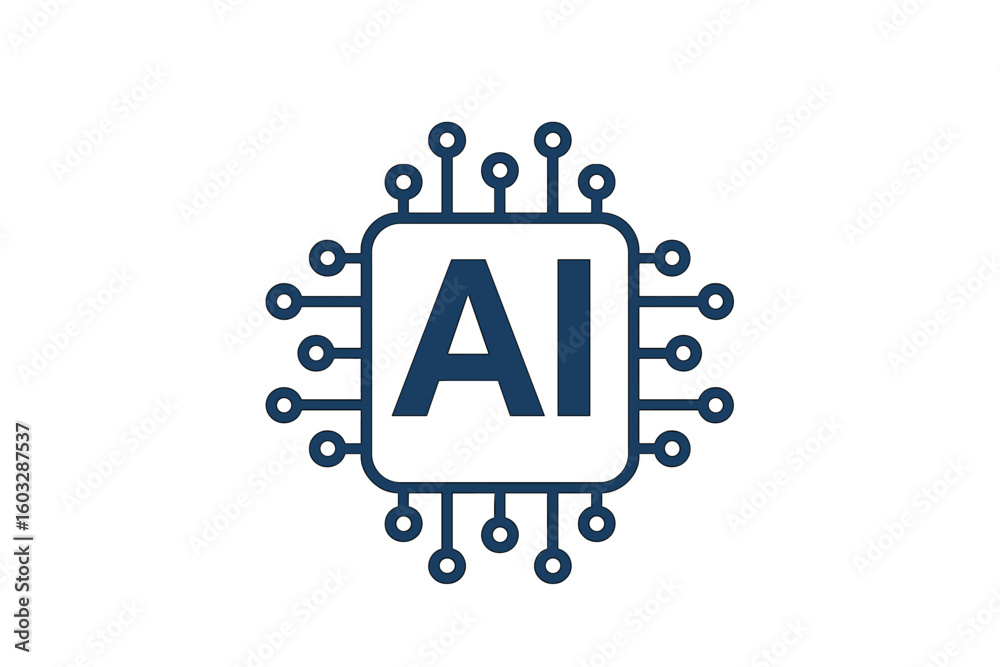 Poster artificial intelligence ai logo. machine learning icon. cpu processor chip symbol. concept for deep 