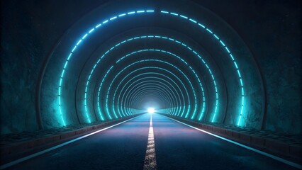 Futuristic Tunnel with Neon Lights