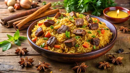 Keuken achterwand Zanzibar Tanzania Zanzibari Pilau Spiced rice cooked with meat, cloves, and cinnamon—Zanzibar’s aromatic festive dinner offering.  © Idea Lab