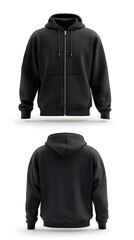 Black zip up hooded sweatshirt with front pocket apparel