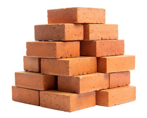 stack of red bricks isolated on white background. PNG Transparent file type with high definition quality And vibrant color grading Available.