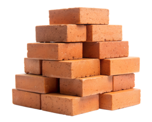stack of red bricks isolated on white background. PNG Transparent file type with high definition quality And vibrant color grading Available.