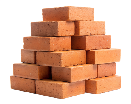 stack of red bricks isolated on white background. PNG Transparent file type with high definition quality And vibrant color grading Available.