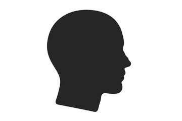 Profile Silhouette Vector Illustration &mdash; Human Head Silhouette, Male Side View, Isolated Modern Black Icon for Psychology, Mental Health, Mindfulness, People Concept, Transparent Background