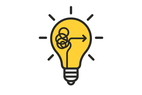 Idea concept of simplifying the complex. Creative problem solving. Lightbulb innovation. Untangling chaos to find a solution. From confusion to clarity. Business strategy.