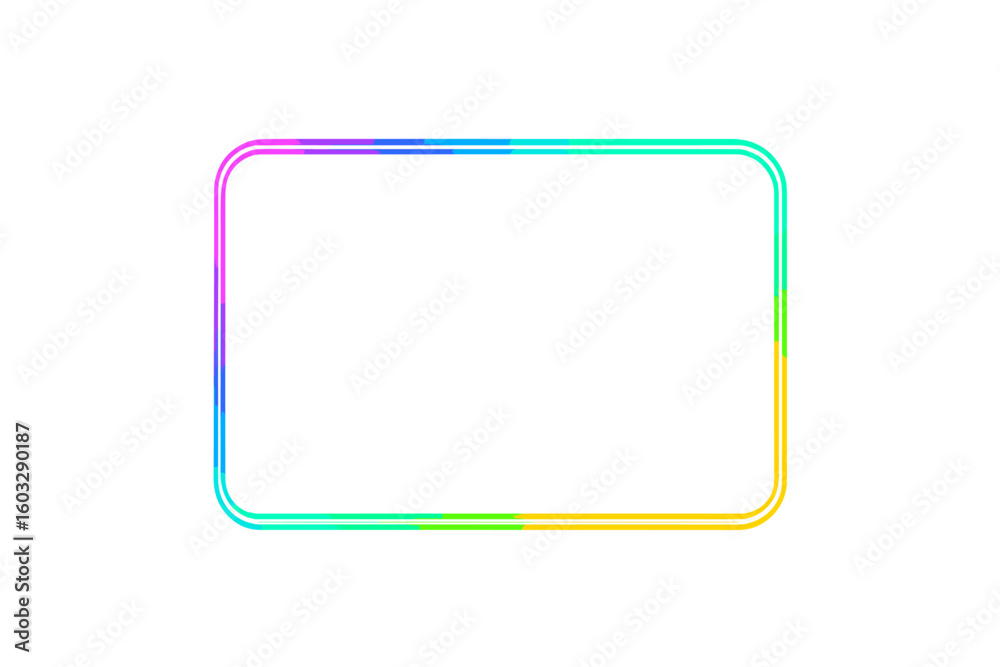 Fototapete neon rectangle frame with rounded corners. colorful glowing border with retro 80s light effect. abst
