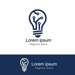 Creative Light Bulb Logo Design Symbolizing Innovation and Technology Solutions for Modern Businesses and Branding Initiatives with Clean and Minimalist Aesthetics
