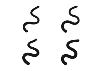 Curvy River Bend Icons Set, S-Shaped Stream Meanders, Simple Black Wavy Waterway Symbols, Nature Pathway Elements, Abstract River Flow Vector Illustration, Isolated on Transparent Background