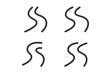 Naklejka premium Set of 4 Curved River Bend Icons Vector Illustration, Natural Stream Flow, Topographic Water Pathway, Winding River Symbol, Minimalist Isolated Black Line Art on Transparent Background
