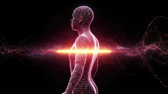 Digital human body binary code illustration