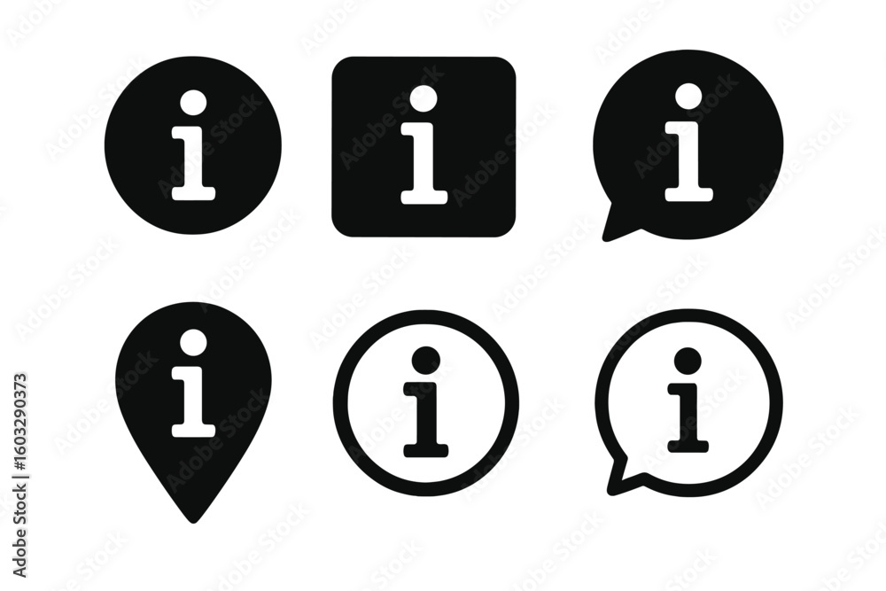 Poster information icon set for ui and ux design. collection of help and support symbols. flat vector butto