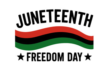 Juneteenth Freedom Day banner with Pan-African flag. Vector illustration for June 19th celebration. African American Emancipation Day holiday graphic design element.
