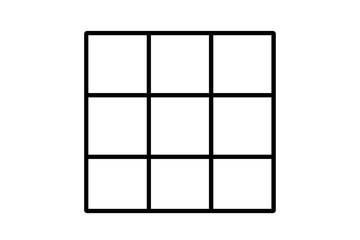 Grid layout template for social media post. Vector frame with nine squares. Blank cell structure for photo collage or composition guide. Tic-tac-toe game board.
