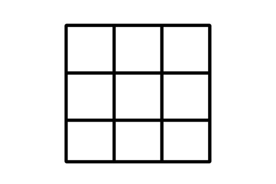 Grid layout template for social media post. Vector frame with nine squares. Blank cell structure for photo collage or composition guide. Tic-tac-toe game board. - Powered by Adobe