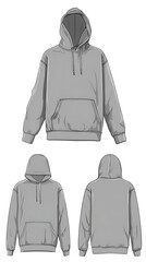 Grey pullover hoodie with drawstring and front pocket garment apparel