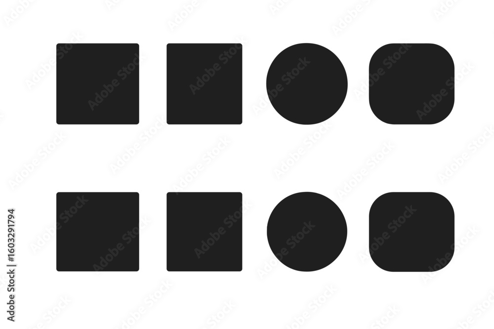 Poster set of geometric shapes. basic forms icon collection. square, circle, and quadrangle with sharp and 