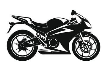 Fototapeta premium Black and White Illustration of a Modern Sport Motorcycle Silhouette Graphic Design