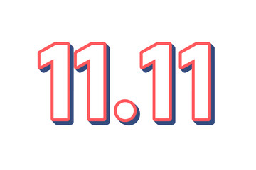 11.11 sale offer banner. Singles Day shopping event concept. Special promotion for november 11. 3D text effect font. Vector illustration for poster, flyer or web design.