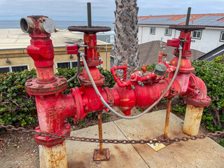 A Fire Hose Manifold Pipe System Hydrant