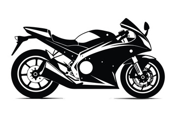 Fototapeta premium Detailed Monochrome Illustration of a Sport Motorcycle with Sleek Fairings and Modern Design