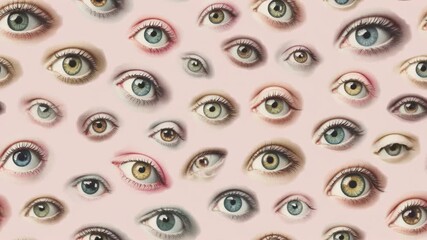 Surreal Abstract Seamless Background Featuring Human Eyes
