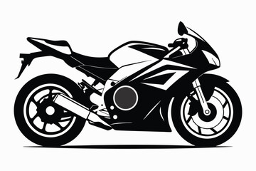 Obraz premium Black and White Silhouette Illustration of a Sport Motorcycle with Distinctive Fairing Design
