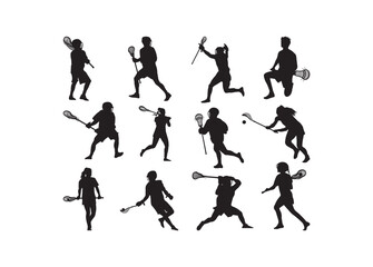 Lacrosse Players, Lacrosse Players vector bundle, Lacrosse Players clipart, Lacrosse Players silhouette.	
