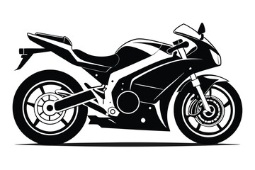 Fototapeta premium Stylized Black and White Illustration Depicting a Sport Motorcycle with Sharp Lines and Dynamic Shadows