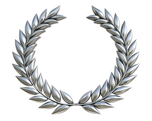 Glossy silver laurel wreath isolated on white background. PNG Transparent file type with high definition quality And vibrant color grading Available.