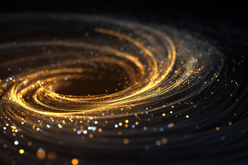 Glowing abstract lines and particles forming a vortex shape on dark background
