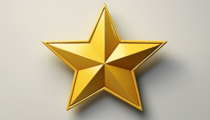 3d yellow star shining on white background