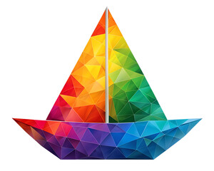 colorful paper boat isolated on white background. PNG Transparent file type with high definition quality And vibrant color grading Available.