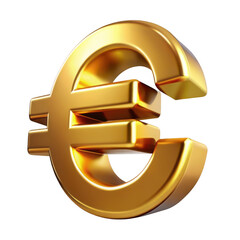 Golden Euro Currency Symbol on Transparent Background