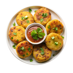 Fototapeta premium baked potatoes with garlic and herbs isolated on white background. PNG Transparent file type with high definition quality And vibrant color grading Available.