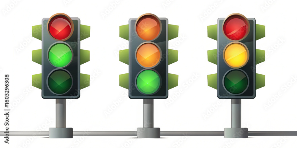 Fototapete international traffic lights day. traffic light warning signs showing different signals.vector illus
