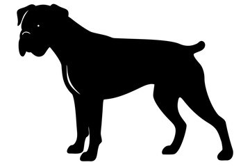 Boxer Dog Silhouette on White Background animal