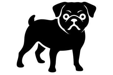 Pug dog silhouette on white background animal domestic animal