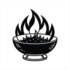 Silhouette Fire Pit Icon in Vector Style