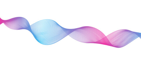 Abstract vector illustration with curving pink and blue ribbons creating a dynamic wave pattern