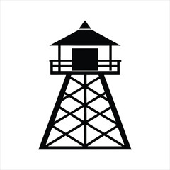 Watchtower with Ladder Silhouette Vector Icon
