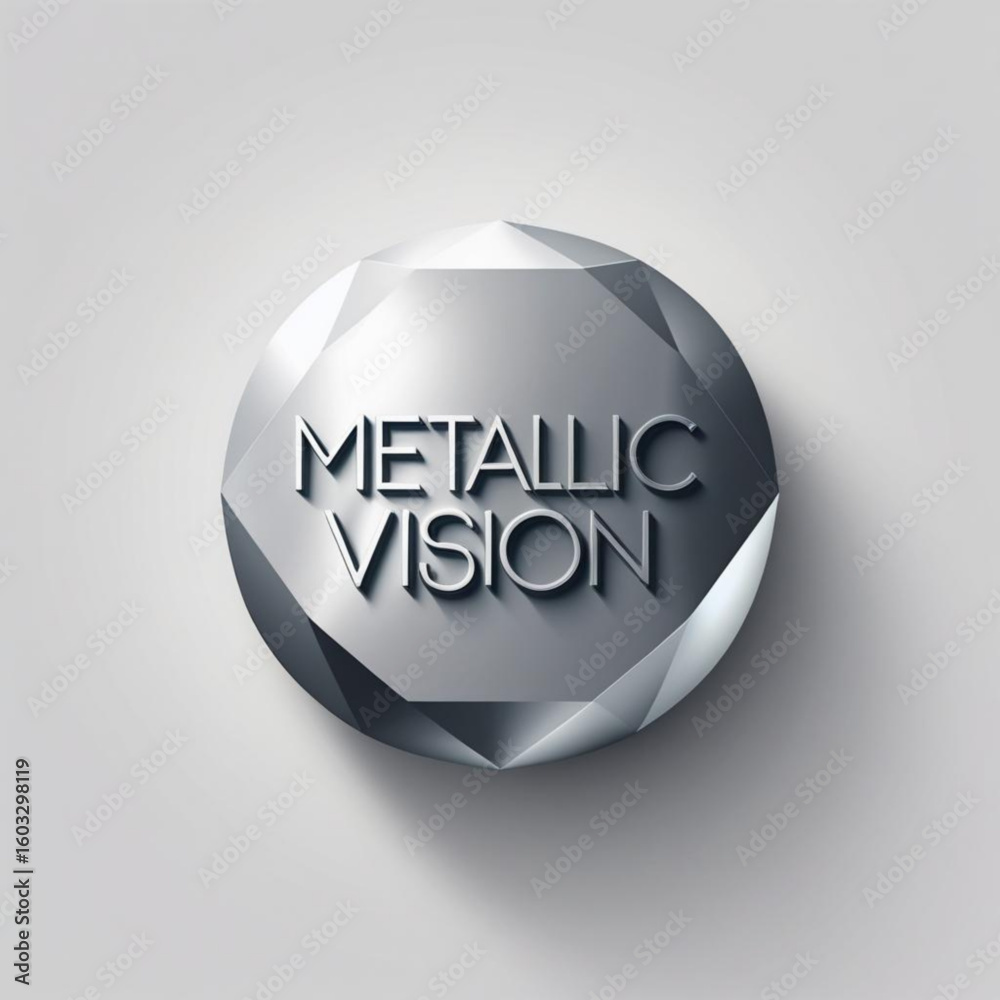 Fototapete rendered image showcases faceted sphere with the words metallic vision displayed prominently on the 