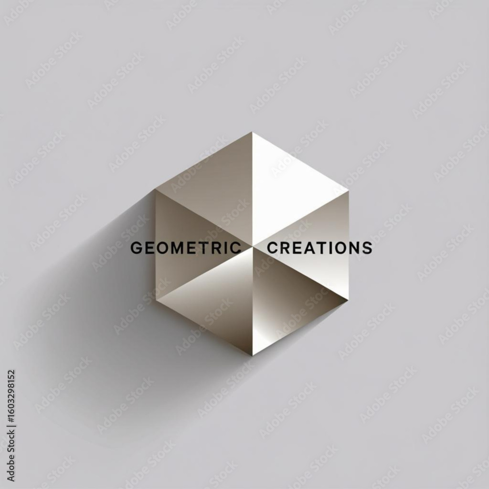 Aufkleber Hexagonal prism with triangular faces casting shadow on a light gray plain surface design element illustration