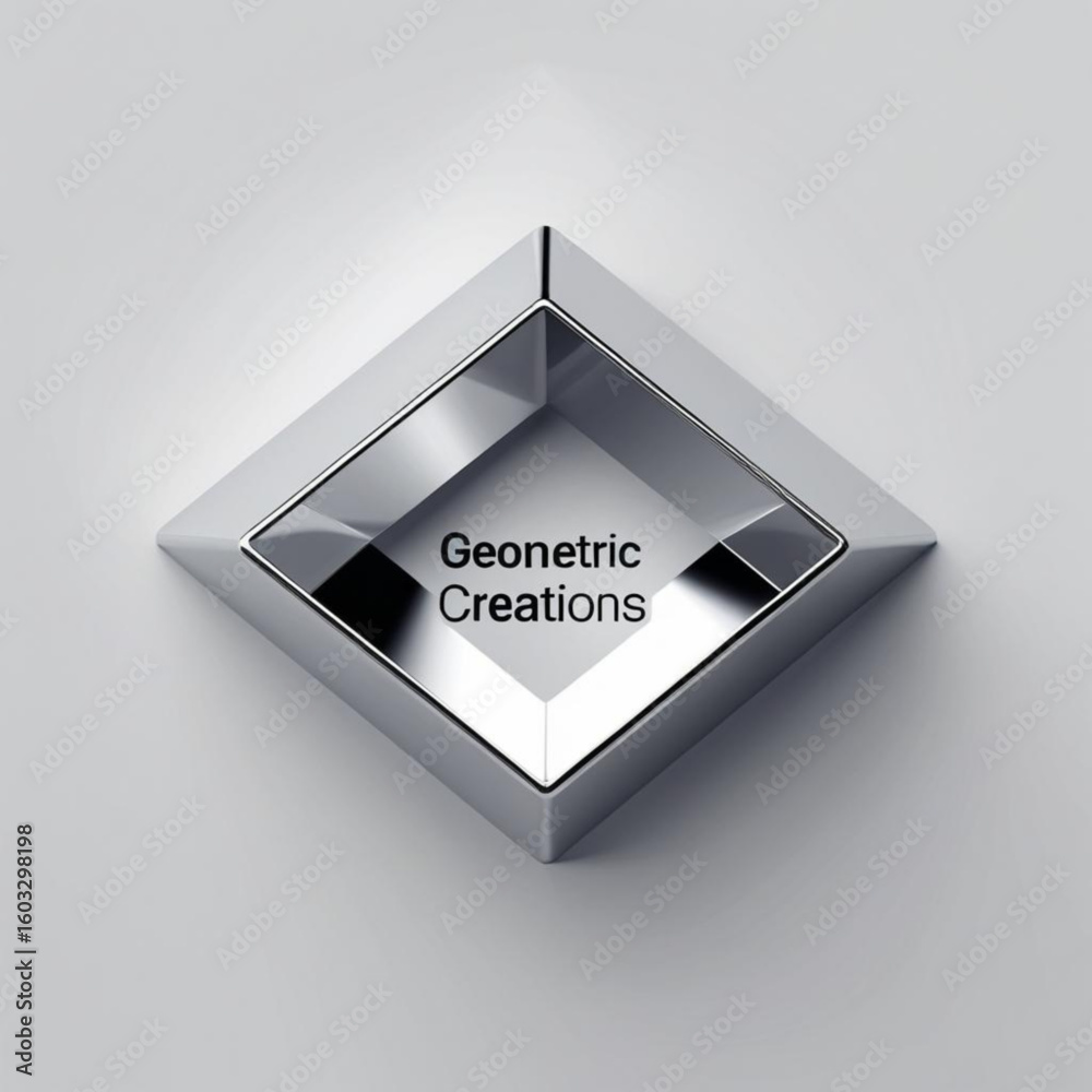 Fototapete shiny metal square frame with beveled edges casting soft shadows on a plain surface creating a moder
