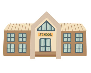 School building hand drawn flat style illustration. Back to school theme element.	
