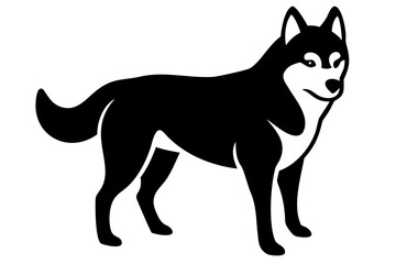 Siberian Husky Dog Silhouette on White Background animal