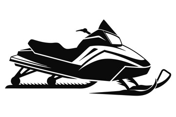 Silhouette Vector Image of a Modern Snowmobile with Tracks and Skis Design